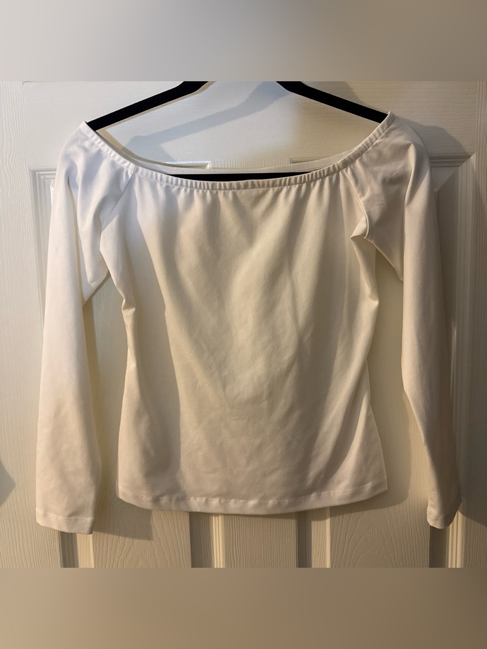 Classic Off-Shoulder Long Sleeve Top - White